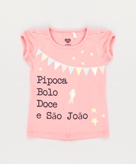 Blusa-Infantil--Pipoca-Bolo-Doce-e-Sao-Joao--Manga-Curta-Decote-Redondo-em-Algodao---Sustentavel-Rosa-9231065-Rosa_1