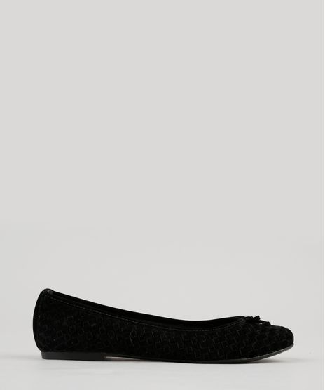 Sapatilha-Feminina-Via-Uno-em-Veludo-com-Laco-Bico-Redondo-Preta-9187308-Preto_1