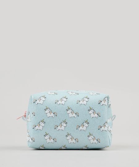 Necessaire-Feminina-Estampada-com-Unicornio-e-Glitter-Azul-Claro-9131579-Azul_Claro_1