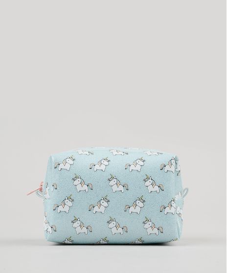 Necessaire-Feminina-Estampada-com-Unicornio-e-Glitter-Azul-Claro-9131579-Azul_Claro_1