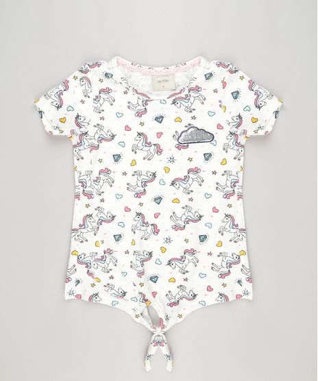 Blusa-Infantil-Estampada-de-Unicornio-com-Paete-Manga-Curta-Decote-Redondo-em-Algodao---Sustentavel-Off-White-9160824-Off_White_1