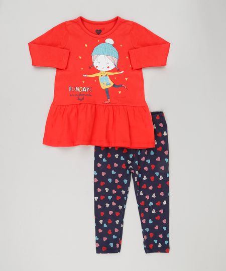 Conjunto-Infantil-de-Vestido-Divertido--Fundays--Vermelho-Manga-Longa---Calca-Legging-Estampada-com-Coracoes-Algodao---Sustentavel-Azul-Marinho-9155702-Azul_Marinho_1