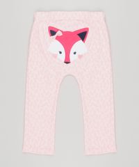 Calca-Infantil-Raposa-Estampada-em-Algodao---Sustentavel-Rosa-8934419-Rosa_1