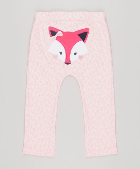Calca-Infantil-Raposa-Estampada-em-Algodao---Sustentavel-Rosa-8934419-Rosa_1