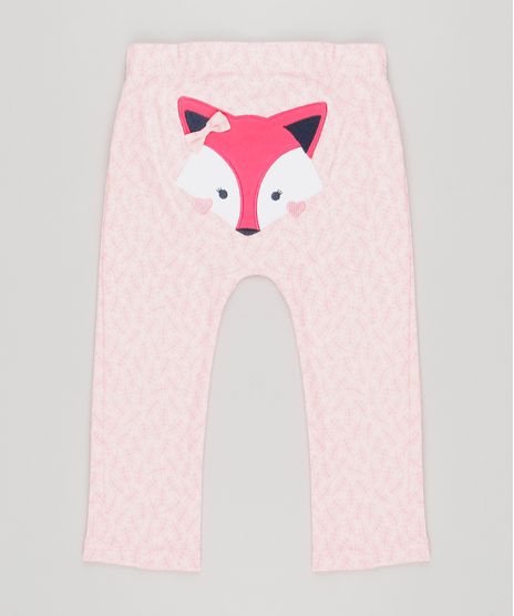 Calca-Infantil-Raposa-Estampada-em-Algodao---Sustentavel-Rosa-8934419-Rosa_1