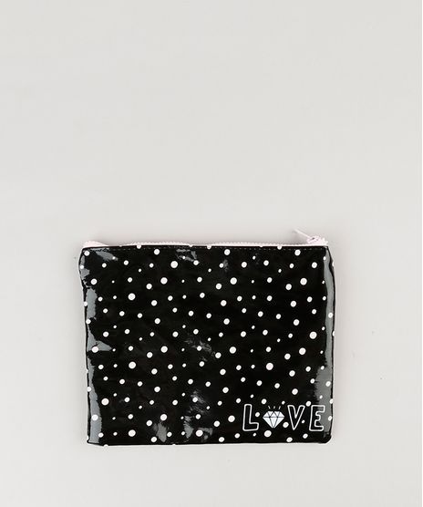 Necessaire-Feminina-Estampada-de-Poas-Preta-9131576-Preto_1