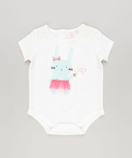 Body-Infantil-Coelho-com-Tule-Manga-Curta-Decote-Redondo-em-Algodao---Sustentavel-Off-White-8935397-Off_White_1