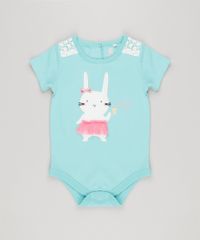 Body-Infantil-Coelho-com-Tule-Manga-Curta-Decote-Redondo-em-Algodao---Sustentavel-Verde-Claro-8935397-Verde_Claro_1