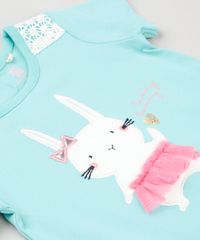 Body-Infantil-Coelho-com-Tule-Manga-Curta-Decote-Redondo-em-Algodao---Sustentavel-Verde-Claro-8935397-Verde_Claro_4