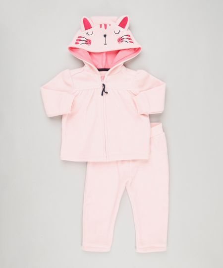 Conjunto-Infantil-Gatinha-de-Blusao-com-Capuz-e-Ziper---Calca-com-Bolso-em-Fleece-de-Algodao---Sustentavel-Rosa-Claro-8946706-Rosa_Claro_1