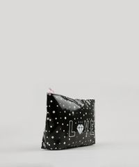 Necessaire-Feminina-Estampada-de-Poas--Love--Preta-9131573-Preto_2