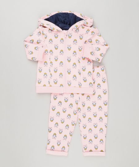 Conjunto-Infantil-Estampado-da-Margarida-de-Blusao-com-Capuz-e-Ziper---Calca-em-Moletom-de-Algodao---Sustentavel-Rosa-8946703-Rosa_1