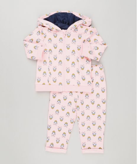 Conjunto-Infantil-Estampado-da-Margarida-de-Blusao-com-Capuz-e-Ziper---Calca-em-Moletom-de-Algodao---Sustentavel-Rosa-8946703-Rosa_1