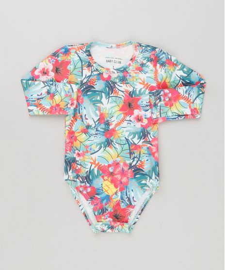 Maio-Body-Infantil-Estampado-Floral-Manga-Longa-com-Protecao-UV50--Verde-Claro-9120390-Verde_Claro_1