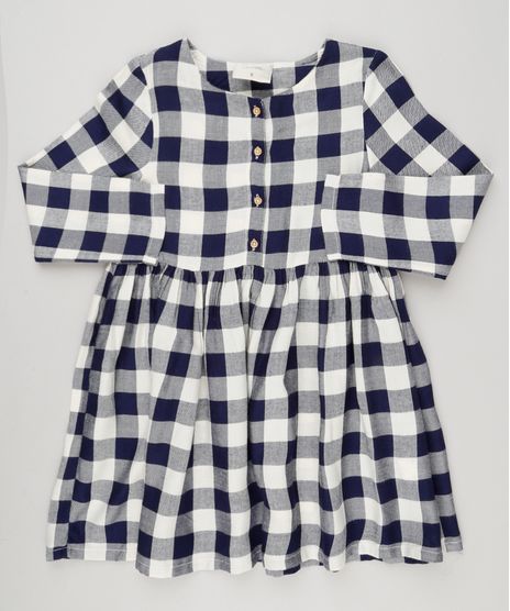 Vestido-Infantil-Xadrez-com-Botoes-Manga-Longa-Decote-Redondo-Off-White-9033545-Off_White_1