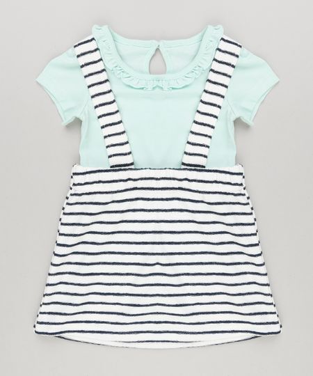 Conjunto-Infantil-de-Body-com-Babado-Manga-Curta-Verde---Salopete-Listrada-em-Algodao---Sustentavel-Off-White-8772946-Off_White_1