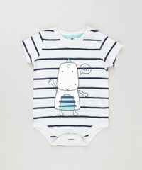 Body-Infantil-Listrado-Dinossauro-Manga-Curta-Gola-Careca-em-Algodao---Sustentavel-Cinza-Mescla-Claro-8942675-Cinza_Mescla_Claro_1