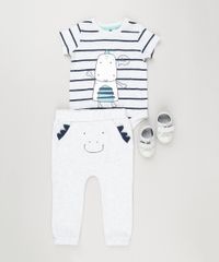 Body-Infantil-Listrado-Dinossauro-Manga-Curta-Gola-Careca-em-Algodao---Sustentavel-Cinza-Mescla-Claro-8942675-Cinza_Mescla_Claro_3