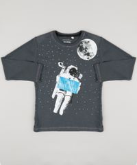 Camiseta-Infantil-Astronauta--I-Need-More-Space--Manga-Longa-Gola-Careca-Chumbo-9183622-Chumbo_1