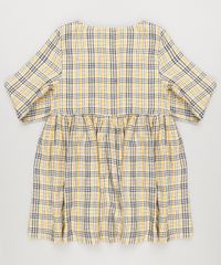 Vestido-Infantil-Xadrez-com-Botoes-Manga-Longa-Decote-Redondo-Amarelo-9033546-Amarelo_2