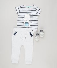 Calca-Infantil-em-Moletom-Monstrinho-com-Bordado-em-Algodao---Sustentavel-Cinza-Mescla-Claro-8959631-Cinza_Mescla_Claro_3