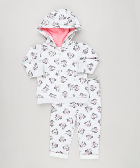 Conjunto-Infantil-Estampado-da-Minnie-de-Blusao-com-Capuz-e-Ziper---Calca-em-Moletom-de-Algodao---Sustentavel-Cinza-Mescla-Claro-8946701-Cinza_Mescla_Claro_1