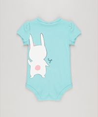 Body-Infantil-com-Estampa-de-Coelho-Manga-Curta-Decote-Redondo---Faixa-de-Cabelo-com-Laco-em-Algodao---Sustentavel-Verde-8953687-Verde_2