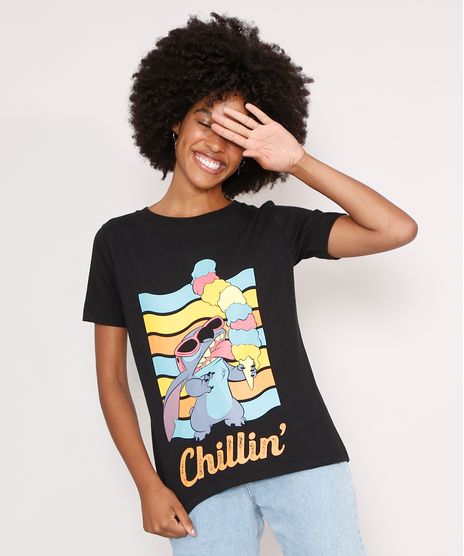 Camiseta-Stitch--Chillin---Manga-Curta-Decote-Redondo-Preta-9988728-Preto_1