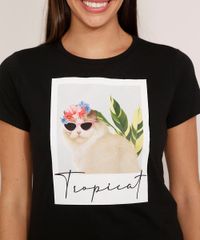 Camiseta-de-Algodao-Gato-com-Oculos--Tropicat--Manga-Curta-Decote-Redondo-Preta-9981735-Preto_2