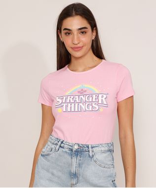 Camiseta-de-Algodao-Stranger-Things-Arco-Iris-Manga-Curta-Decote-Redondo-Rosa-9987718-Rosa_1