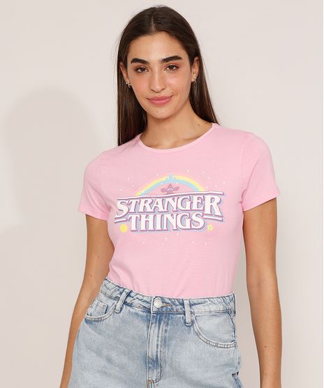 Camiseta-de-Algodao-Stranger-Things-Arco-Iris-Manga-Curta-Decote-Redondo-Rosa-9987718-Rosa_1