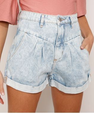 Short-Baggy-Jeans-Marmorizado-com-Pregas-e-Barra-Dobrada-Cintura-Super-Alta-Azul-Claro-9985900-Azul_Claro_1