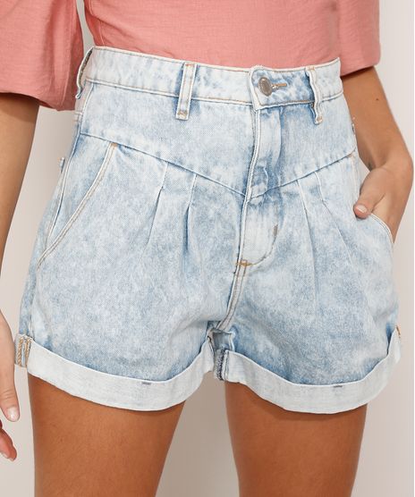 Short-Baggy-Jeans-Marmorizado-com-Pregas-e-Barra-Dobrada-Cintura-Super-Alta-Azul-Claro-9985900-Azul_Claro_1