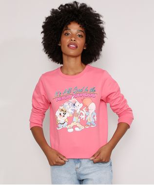 Blusa-de-Moletom-Looney-Tunes-Decote-Redondo-Rosa-9983711-Rosa_1