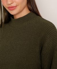 Sueter-Amplo-de-Trico-Gola-Alta-Verde-Escuro-9984713-Verde_Escuro_5