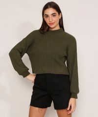Sueter-Amplo-de-Trico-Gola-Alta-Verde-Escuro-9984713-Verde_Escuro_6