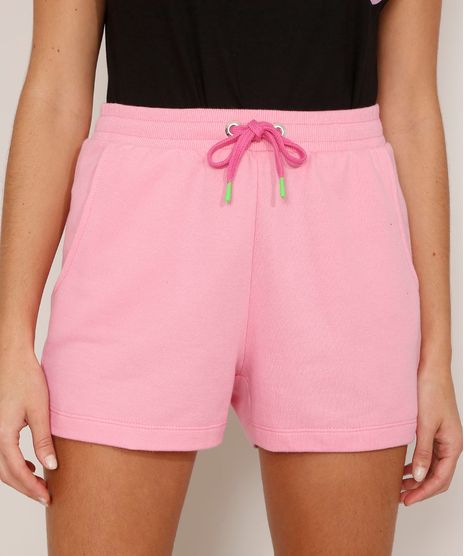 Short-de-Moletom-Smiley-com-Cordao-e-Bolsos-Cintura-Alta-Rosa-9976768-Rosa_1