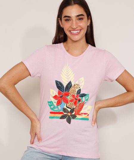 Camiseta-de-Algodao-Onca-com-Flores-Manga-Curta-Decote-Redondo-Lilas-9990243-Lilas_1