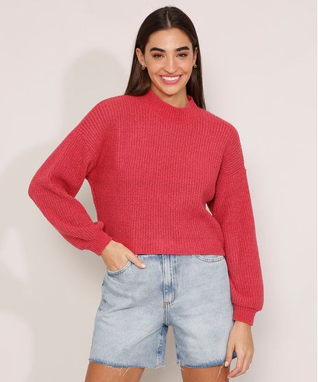 Sueter-Amplo-de-Trico-Gola-Alta-Rosa-Escuro-9984713-Rosa_Escuro_1