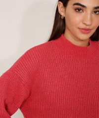 Sueter-Amplo-de-Trico-Gola-Alta-Rosa-Escuro-9984713-Rosa_Escuro_5