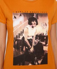 Camiseta-de-Algodao-da-Banda-Queen-Freddie-Mercury--I-Want-to-Break-Free--Manga-Curta-Decote-Redondo-Mostarda-9990829-Mostarda_2