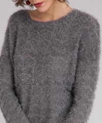 Sueter-Feminino-em-Trico-Felpudo-com-Lurex-Manga-Longa-Decote-Redondo-Cinza-8834894-Cinza_4