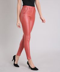 Calca-Feminina-Skinny-Resinada-com-Friso-Coral-8688933-Coral_1