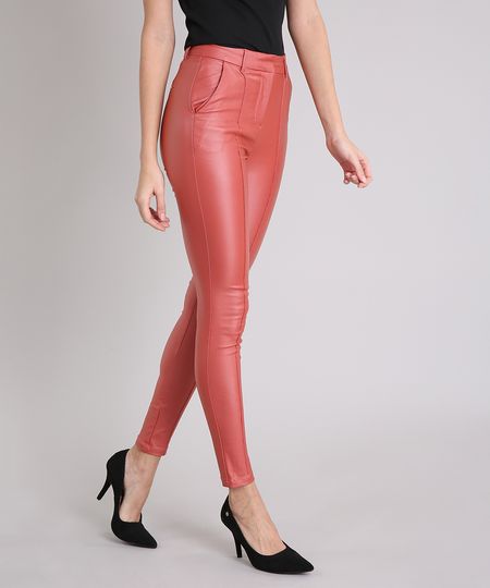 Calca-Feminina-Skinny-Resinada-com-Friso-Coral-8688933-Coral_1