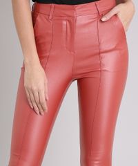 Calca-Feminina-Skinny-Resinada-com-Friso-Coral-8688933-Coral_4