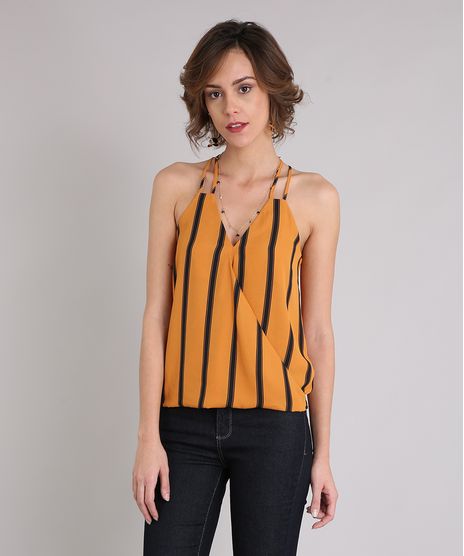 Regata-Feminina-Transpassada-Listrada-Alcas-Finas-Decote-V-Amarelo-Escuro-9037730-Amarelo_Escuro_1