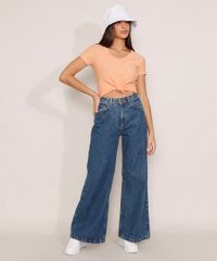 Camiseta-Flame-de-Algodao-Basica-Manga-Curta-Decote-V-Laranja-Claro-8525926-Laranja_Claro_3