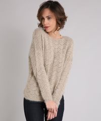 Sueter-Feminino-em-Trico-Felpudo-com-Lurex-Manga-Longa-Decote-Redondo-Bege-8834894-Bege_1