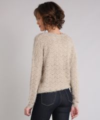 Sueter-Feminino-em-Trico-Felpudo-com-Lurex-Manga-Longa-Decote-Redondo-Bege-8834894-Bege_2