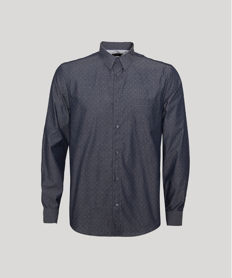 Camisa-Social-Comfort-Estampada-Mini-Print-de-Setas-com-Bolso-Manga-Longa-Azul-Marinho-9813557-Azul_Marinho_1